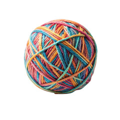Colorful ball of yarn isolated on transparent background, a crafting material