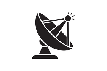 Satellite Dish Silhouette Vector Design Communication Antenna Black Silhouette Art