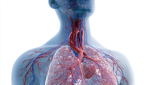 Comprehensive 3D illustration of human lymphatic system, isolated on white background	