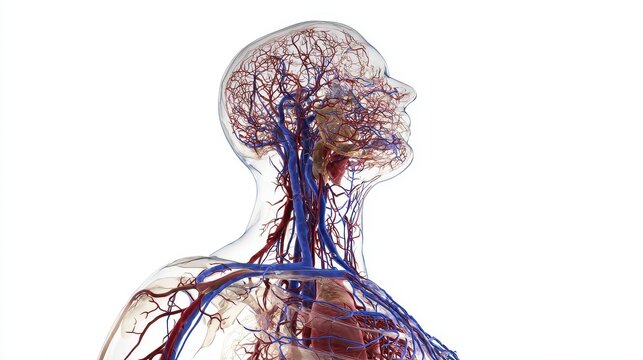 Comprehensive 3D illustration of human lymphatic system, isolated on white background	