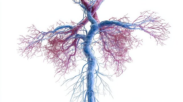 Comprehensive 3D illustration of human lymphatic system, isolated on white background	