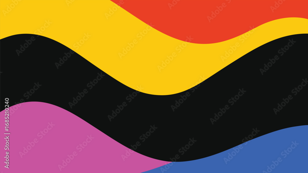 Poster abstract wavy color blocks with black background vector illustration