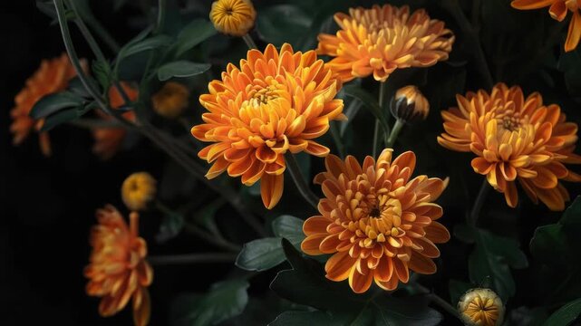 Close-up of bright yellow chrysanthemum flowers