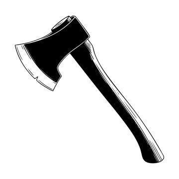 recommend clip art: Black and white line art illustration of axe