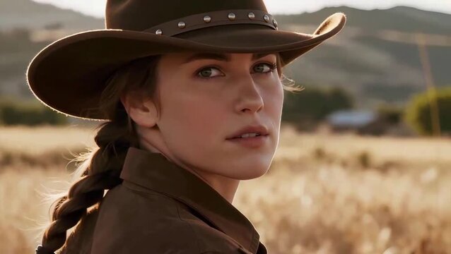 Un retrato cinematográfico de una mujer vaquera de la frontera americana