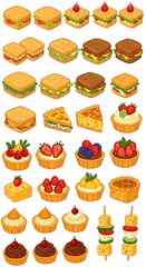 彩り豊かな軽食のイラストレーション
