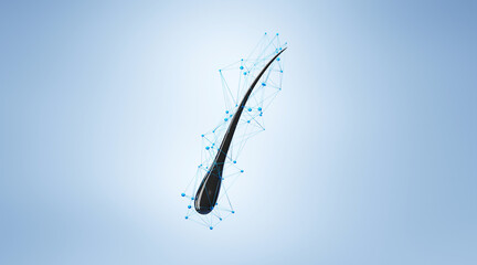 3D hair follicle cross-section showing nutrient absorption and scalp hydration, perfect for haircare and shampoo product visuals.