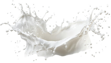 A dynamic milk splash against a black background