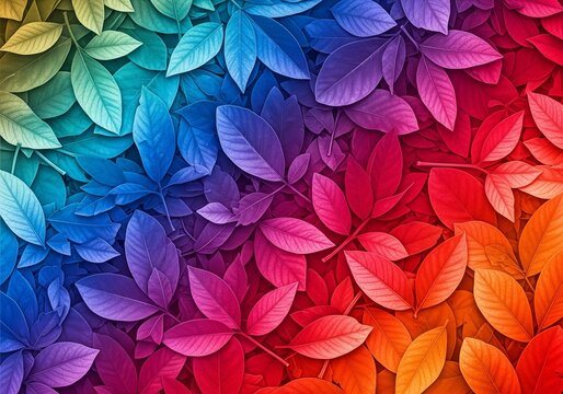 Gradient colored leaf pattern, for wallpaper, digital painting, background, print design, metal poster, print canvas 
 - Powered by Adobe