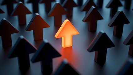 Arrows direction leadership success business strategy growth unique forward upward innovation vision 3d