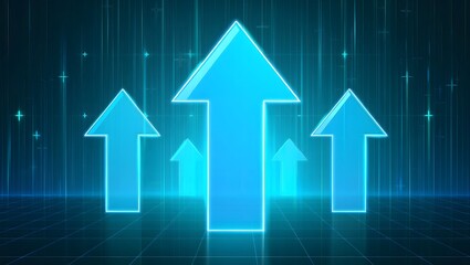 Blue arrows pointing up graphic for business growth success and upward trend illustration