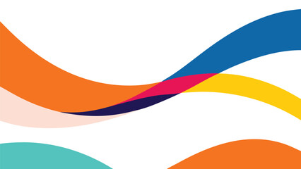Colorful Abstract Wavy Shapes on White Background flowing
