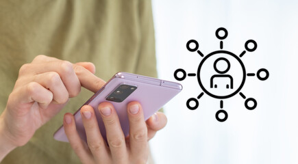 Using social media and digital online, using smart phone with Social media. concept of living on vacation and playing social media.