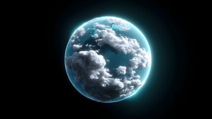 Detailed view of the planet Earth floating in the vast expanse of space, with clouds swirling across the surface of the blue and green globe.