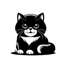 Elegant Cute Cat Vector Illustration – Adorable Feline Pet Artwork