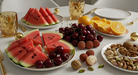 Table with fruit for New Year