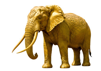 Fototapeta premium Golden Elephant Sculpture on white background