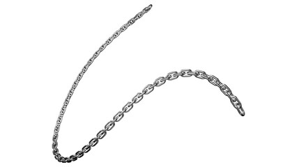 Silver Metal Chain Section on White Background link