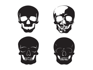 Creative Skull Icon Collection in Bold Silhouette Vector Illustration