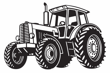 Fototapeta premium Classic farm tractor illustration in black and white