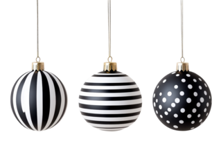 Elegant Christmas ornaments in black and white