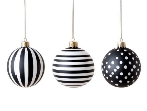 Elegant Christmas ornaments in black and white - Powered by Adobe