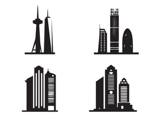 Modern Skyscraper Icon Design Set in Clean Architectural Vector Artwork
