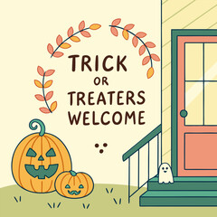 Welcome trick or treaters halloween decoration design