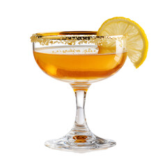 Refined Sidecar Cocktail with Sugar Rim and Lemon Garnish Isolate on Transparent Background