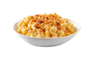 Classic Baked Macaroni and Cheese with Breadcrumb Topping Isolate on Transparent Background