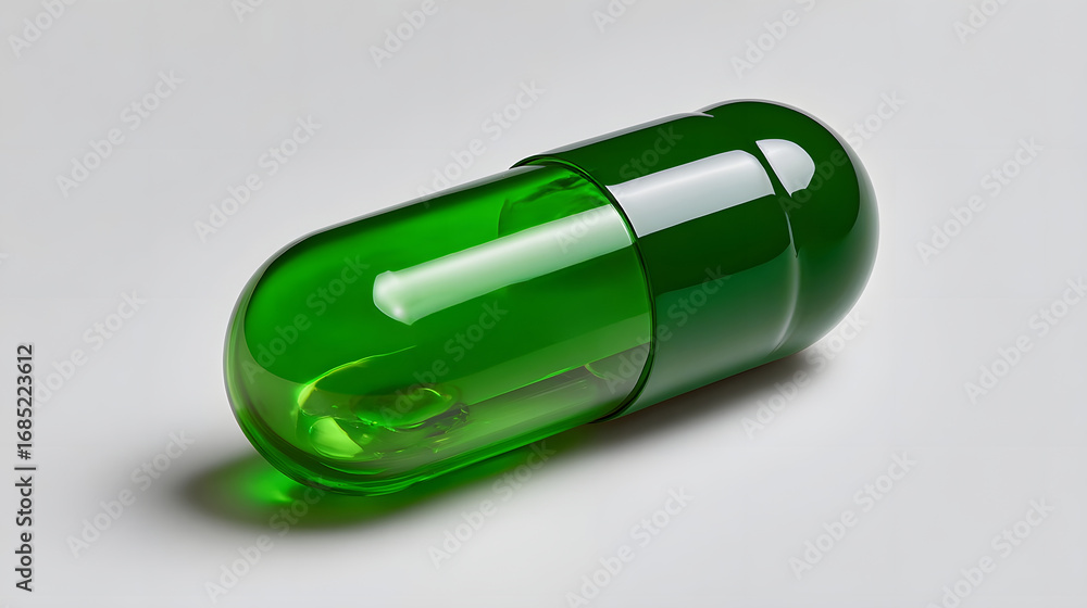 Aufkleber a green, translucent capsule-shaped object with the word 'forest' printed on it, symbolizing the con