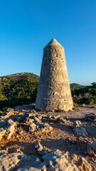 Stone Tower at Hilltop Sunset
