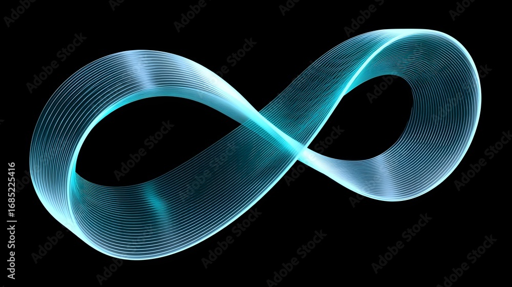 Aufkleber glowing cyan infinity loop symbol representing the concept of endless connectivity and continuous di