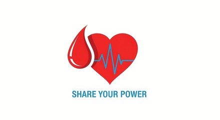 Blood donation awareness concept with heartbeat and drop design for health campaigns