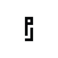 Letter P and J square, rectangle geometric symbol simple logo vector
