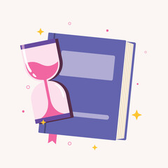Book with hourglass concept. Hobby and lifestyle of reading and literature. 