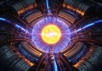 Obraz premium Futuristic Plasma Fusion Reactor Core