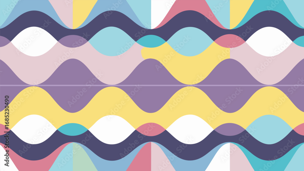 Poster geometric wave pattern with pastel colors and overlapping shapes abstract