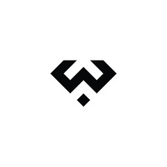 Letter w diamond, dot geometric symbol simple logo vector