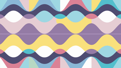 Geometric Wave Pattern with Pastel Colors and Overlapping Shapes abstract