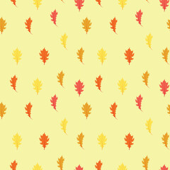 Autumn leafs. Vector seamless pattern with autumn leafs on yellow background, fall pattern, leafs pattern, autumn season 