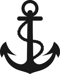 Boat anchor with Rope Icon Silhouette Vector © Alomgir