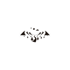 Landscape, nature, illustration geometric symbol simple logo vector