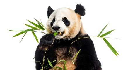 Fototapeta premium Panda eating bamboo. Close-up