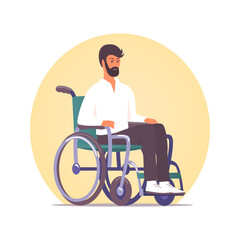 Young man sitting in wheelchair