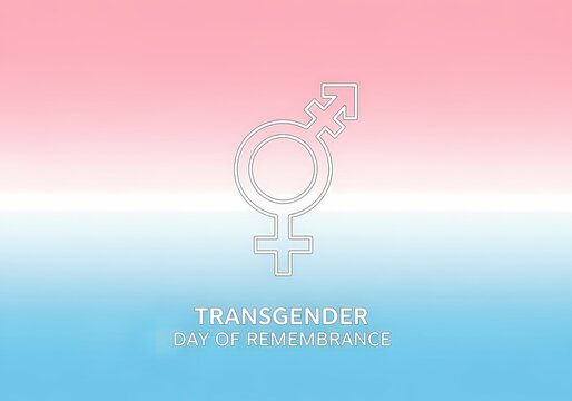 Transgender day of remembrance symbol on pink and blue gradient background - Powered by Adobe