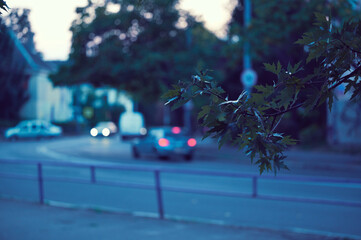 city ​​street evening urban landscape background