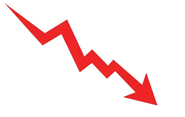 Red zigzag arrow pointing downwards indicating a sharp decline or loss