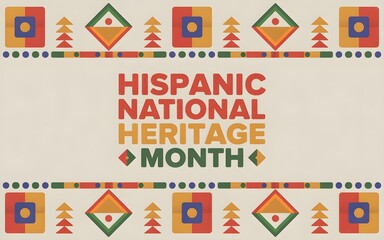 Hispanic national heritage month with decorative geometric borders