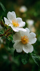 High-quality photo of beautiful fresh musk rose. Rosa moschata flowers in early summer.